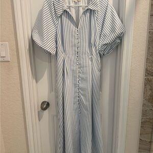 Entro Striped Blue and White Dress - M